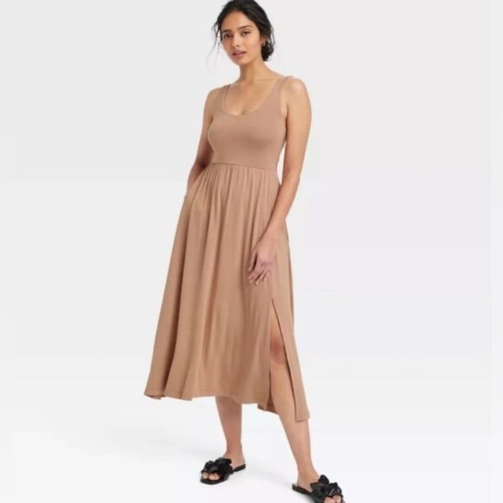 A New Day Ballet Midi Dress Plus Size 4X Sand Brown NWOT